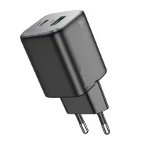 Hoco N41 Almighty Small Body Travel Charger with 2 USB QC3.0 18W and USB-C PD20W Charging Outputs Black