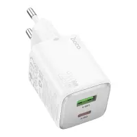 Hoco N41 Almighty Small Body Travel Charger GaN with 1xUSB-A and USB-C PD20W Fast Charging QC3.0A Outputs White