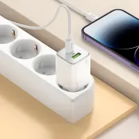 Hoco N41 Almighty Small Body Travel Charger GaN with 1xUSB-A and USB-C PD20W Fast Charging QC3.0A Outputs White