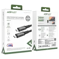 Cable Acefast C1-09 USB-C to USB-C PD240W40Gbps Data Transfer 4K Screem Suppor Braided Black 1.2m