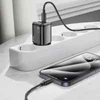 Hoco N53 Monsoon Small Size Charger PD30W QC3.0A GaN with 1xUSB-A and 1xUSB-C Outputs Black