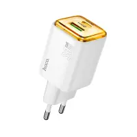 Hoco N53 Monsoon Small Size Charger with 1xUSB QC3.0 and 1xUSB-C PD30W GaN Tech Charging Outputs White