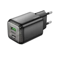 Hoco N52 Monsoon Small Body Charger with 1xUSB QC3.0A and 1xUSB-C PD20W GaN Tech Charging Outputs Black
