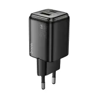 Hoco N52 Monsoon Small Body Charger with 1xUSB QC3.0A and 1xUSB-C PD20W GaN Tech Charging Outputs Black