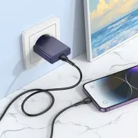 Travel Charger Hoco N44 Biscuit Ultra Thin USB-C PD30W QC3.0A Fast Charge GaN Tech Titanium Blue