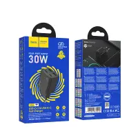 Travel Charger Hoco N56 Fundador Quad Port 2xUSB-C PD30W + 2xUSB-A QC3.0A GaN Tech Black