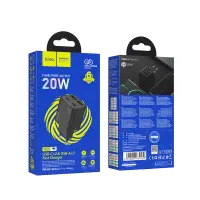 Travel Charger Hoco N55 Fundador Quad Port PD20W QC3.0A Fast Charging 2xUSB-C 2xUSB-A GaN Tech Black