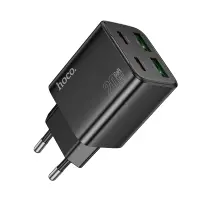 Travel Charger Hoco N55 Fundador Quad Port PD20W QC3.0A Fast Charging 2xUSB-C 2xUSB-A GaN Tech Black