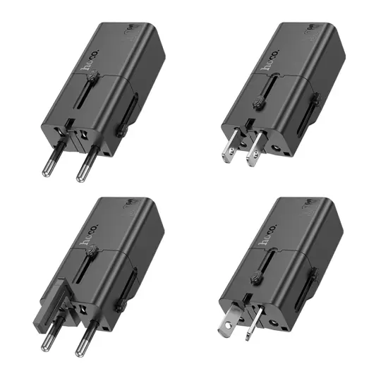 Hoco AC25 Universal Converter Travel Charger US/EU/AU/ UK USB-C PD30W GaN Black
