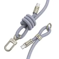 Hoco GH7 Multifunctional Charging Cable/Lanyard USB-C το USB-C 60W 3A Braided Denim Blue 1.8m