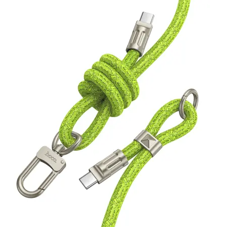 Hoco GH7 Multifunctional Charging Cable/Lanyard USB-C to USB-C 60W 3A Braided Green 1.8m