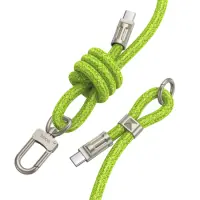 Hoco GH7 Multifunctional Charging Cable/Lanyard USB-C to USB-C 60W 3A Braided Green 1.8m