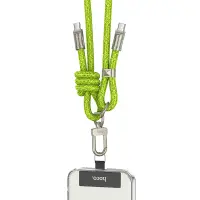 Hoco GH7 Multifunctional Charging Cable/Lanyard USB-C to USB-C 60W 3A Braided Green 1.8m
