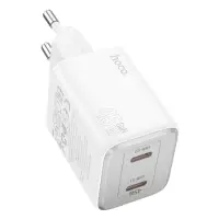 Hoco N42 Elogiado Small Body Charger with 2xUSB-C PD45W Charging Outputs White