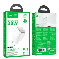 Hoco N47 Glorious Travel Charger with USB-C PD30W QC3.0A GaN White