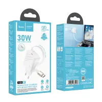 Hoco N58 Travel Charger PD30W GaN with 1xUSB-C port and USB-C Retractable Cable 65cm White