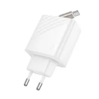 Hoco N58 Travel Charger PD30W GaN with 1xUSB-C port and USB-C Retractable Cable 65cm White