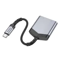 Adapter Hoco LS39 USB-C to 1xUSB-C and 1x3.5mm  for Mic, Audio and Power Supply Metal Grey