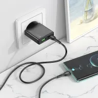 Travel Charger Hoco N38 Delgado Ultra Thin Dual Port Charging USB-C PD20W and USB-A QC3.0A Black