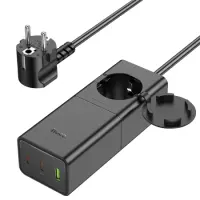Hoco Desktop Charger NS4 Sharp with Outlet Extension and 3 Charging Outputs 2xUSB-C 65W and 1xUSB-A 30W Black