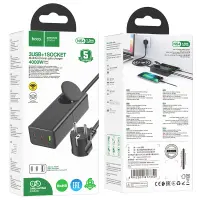 Hoco Desktop Charger NS4 Sharp with Outlet Extension and 3 Charging Outputs 2xUSB-C 65W and 1xUSB-A 30W Black