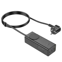 Hoco Desktop Charger NS4 Sharp with Outlet Extension and 3 Charging Outputs 2xUSB-C 65W and 1xUSB-A 30W Black