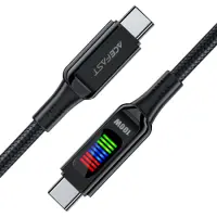 Data Cable Acefast C7-03  Metallic USB-C  to USB-C 100W 20V/5A  with Charging Display Braided Black 1.2m