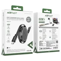 Cable Acefast C3-03 Retractable USB-C to USB-C 3A 60W Black 0.8m