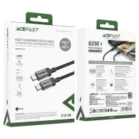 Cable Acefast C12-03  USB-C to USB-C PD60W 3A Braided Black 1.2m