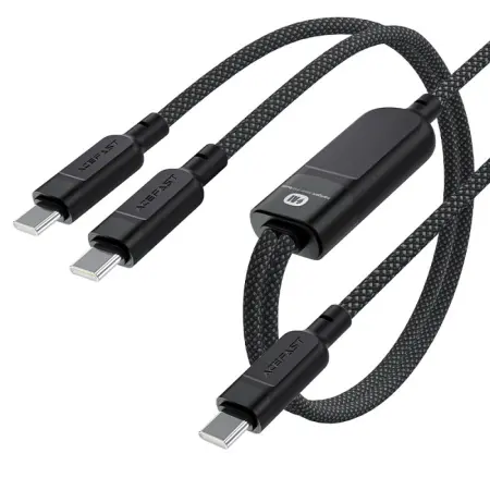 Data Cable Acefast C5-11 Metallic USB-C to 2xUSB-C PD100W 20V/5A Braided Black 1.2m