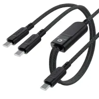 Data Cable Acefast C5-11 Metallic USB-C to 2xUSB-C PD100W 20V/5A Braided Black 1.2m