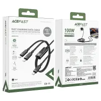 Data Cable Acefast C5-11 Metallic USB-C to 2xUSB-C PD100W 20V/5A Braided Black 1.2m