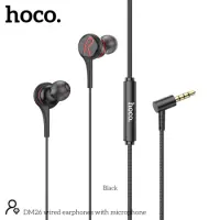 Hands Free Hoco DM26 Earphones Stereo 3.5mm Elbow Design with Embossed Cable 1.2m Black