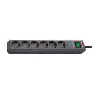 Brennenstuhl Eco-Line Power Strip with Power Surge Protection 13.500A, 6xSuko with On/Off Switch  IP20 1.5 m Black