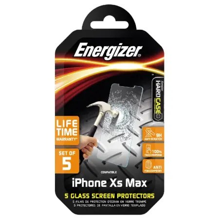Tempered Glass Energizer Hard Case Professional 9H Anti Fingerprint for Apple iPhone Xs Max 11 Pro Max 5 Pcs