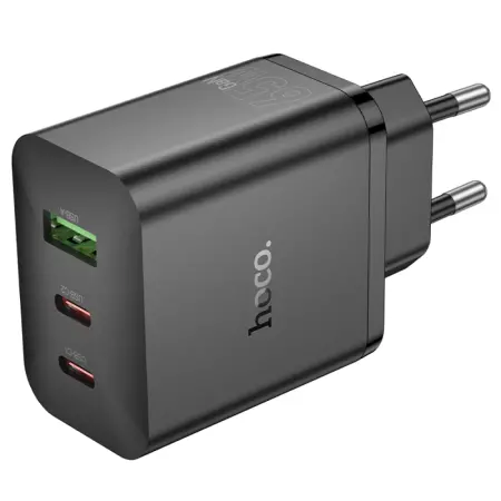 Travel Charger Hoco N51 Scenery GaN 65W with 2 x USB-C and 1 χ USB-A  Black