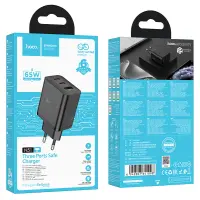Travel Charger Hoco N51 Scenery GaN 65W with 2 x USB-C and 1 χ USB-A  Black