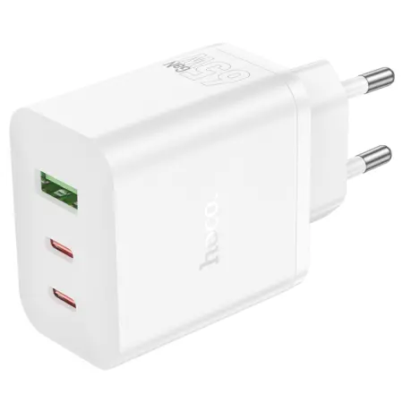 Travel Charger Hoco N51 Scenery GaN PD65W with 2xUSB-C and 1χUSB-A  White