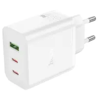 Travel Charger Hoco N51 Scenery GaN PD65W with 2xUSB-C and 1χUSB-A  White