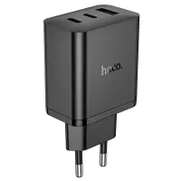 Travel Charger Hoco N50 Scenery GaN Tech PD45W with 2xUSB-C and 1χUSB-A Black