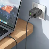 Travel Charger Hoco N50 Scenery GaN Tech PD45W with 2xUSB-C and 1χUSB-A Black
