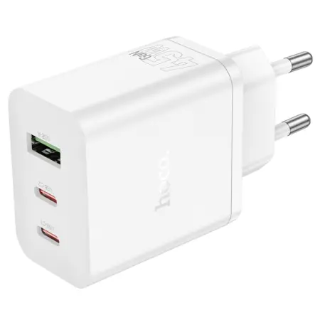 Travel Charger Hoco N50 Scenery GaN 45W with 2 x USB-C and 1 χ USB-A  White