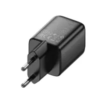 Hoco N53 Monsoon Small Size Charger PD30W QC3.0A GaN with 1xUSB-C and 1xUSB-A + Charging Cable USB-C to USB-C 1m Black