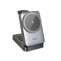 Wireless Foldable Charger Stand Hoco CQ21 Power 3 in 1 15W 3 Devices Vertical Charging Black