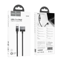 Magnetic Charging Cable Hoco U141 USB-C to Mag3 140W Braided Black 1.8m
