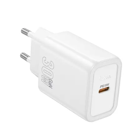 Travel Charger Hoco N62 Gentle Single Port GaN USB-C Quick Charge PD30W 5V 3.0A White
