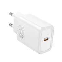 Travel Charger Hoco N62 Gentle Single Port GaN USB-C Quick Charge PD30W 5V 3.0A White