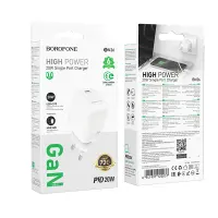 Travel Charger Borofone BN26 Fuente GaN USB-C PD20W Mini Size White