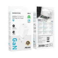Travel Charger Mini Size Borofone BN28 Fuente GaN USB-C PD30W White