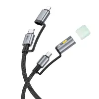 Data Cable Hoco U138 USB-C/iP to USB-C/LED Light 3A PD60W Braided Black 1.2m